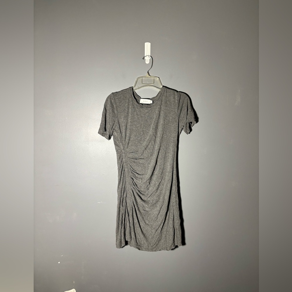 A.L.C. Sally Short Sleeved Ruched Dress in Heather Grey Size Small - Picture 2 of 5